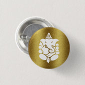 Ganesha Golden Glitter Design 缶バッジ (正面&裏面)
