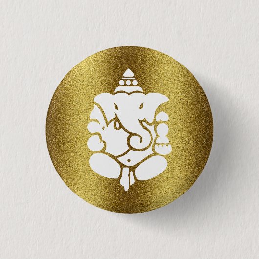 Ganesha Golden Glitter Design 缶バッジ (正面)