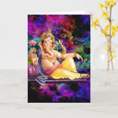 Ganesha Greeting Card、ステッカー、はがき カード (黄色い花)