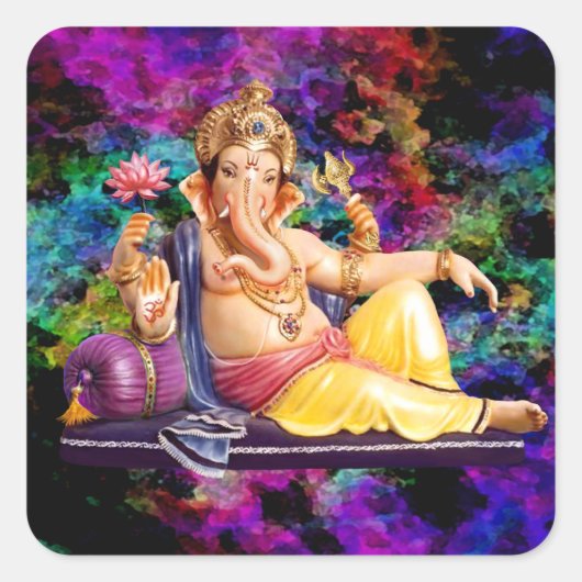 Ganesha Greeting Cards，スタンプ，はがき スクエアシール (正面)