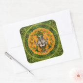 Ganesha inマリゴールドの花と金ゴールド装飾 スクエアシール (封筒)