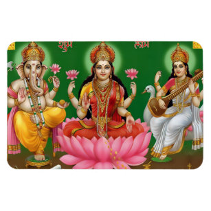 Ganesha、Lakshmi、およびSaraswatiマグネット マグネット