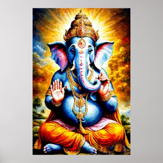 Ganesha Poster – ヒンズー教の幸福の神ウォールアート ポスター (正面)