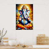 Ganesha Poster – ヒンズー教の幸福の神ウォールアート ポスター (キッチン)
