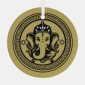Ganesha Themed Hindu Art Print ガラスオーナメント (裏面)