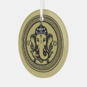 Ganesha Themed Hindu Art Print ガラスオーナメント (正面左)