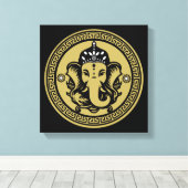 Ganesha Themed Hindu Art Print キャンバスプリント (インサイチュ (ウッドフロア))