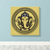 Ganesha Themed Hindu Art Print キャンバスプリント (インサイチュ (ウッドフロア))