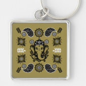 Ganesha Themed Hindu Art Print キーホルダー (正面)