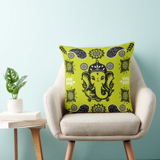 Ganesha Themed Hindu Art Print クッション (椅子)