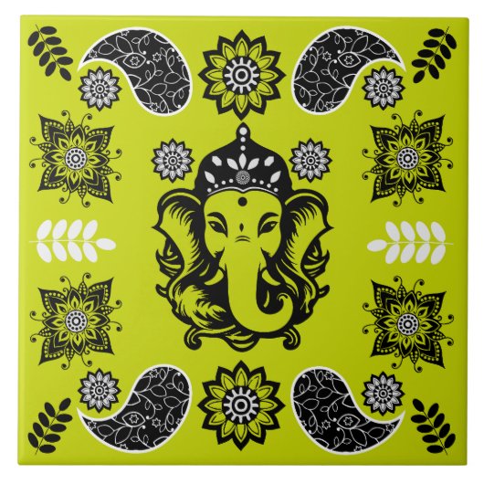Ganesha Themed Hindu Art Print タイル (正面)
