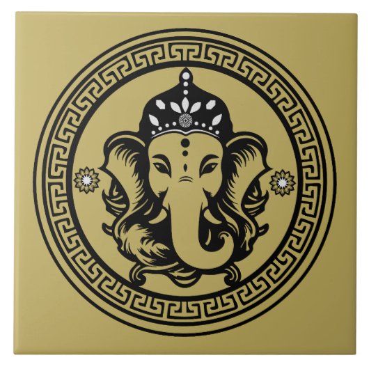 Ganesha Themed Hindu Art Print タイル (正面)