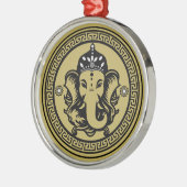 Ganesha Themed Hindu Art Print メタルオーナメント (左)