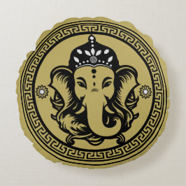 Ganesha Themed Hindu Art Print ラウンドクッション