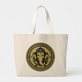 Ganesha Themed Hindu Art Print ラージトートバッグ (裏面)