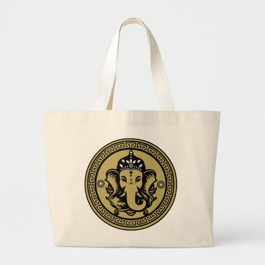 Ganesha Themed Hindu Art Print ラージトートバッグ (正面)