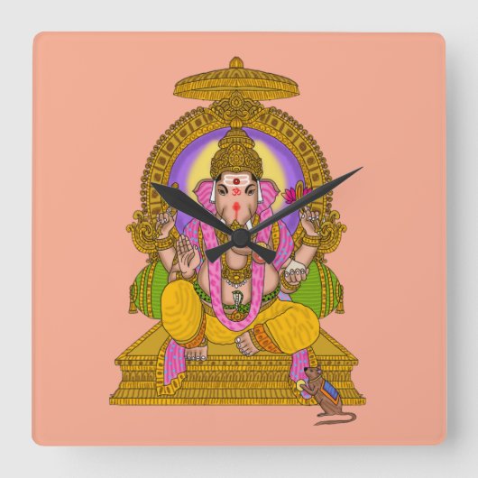 Ganesha Wall Clock スクエア壁時計 (正面)