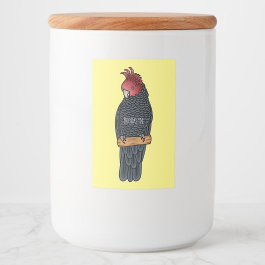 Gang gang cockatoo bird cartoon illustration  フードラベル (正面)