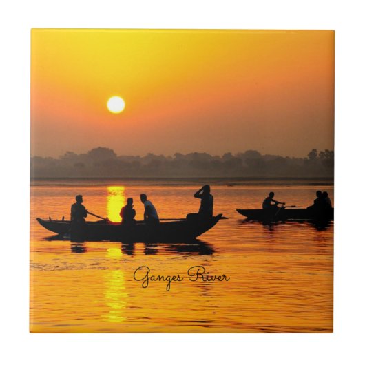 Ganges River, picturesque landscape photo, タイル (正面)