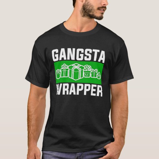 Gangsta Wrapper  Christmas Clothing for Men and F Tシャツ (正面)