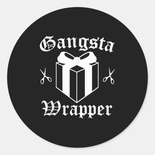Gangsta Wrapper Christmas Holiday ラウンドシール (正面)