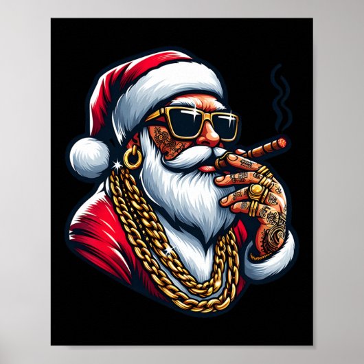 Gangsta Wrapper Funny Cool Santa Gangster Pajama C ポスター (正面)