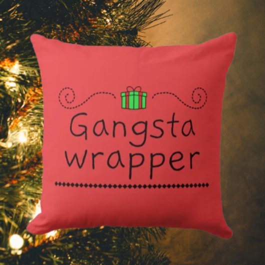 Gangsta Wrapper Holiday Throw Pillow クッション