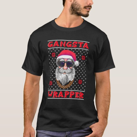 Gangsta Wrapper Ugly Christmas Sweater Tシャツ (正面)