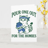 Gangster Cat Pour One Out for the Homies Funny カード (黄色い花)