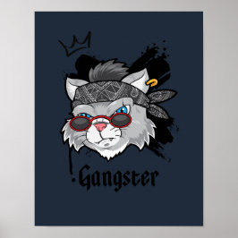 Gangster Cat Street Portrait ポスター