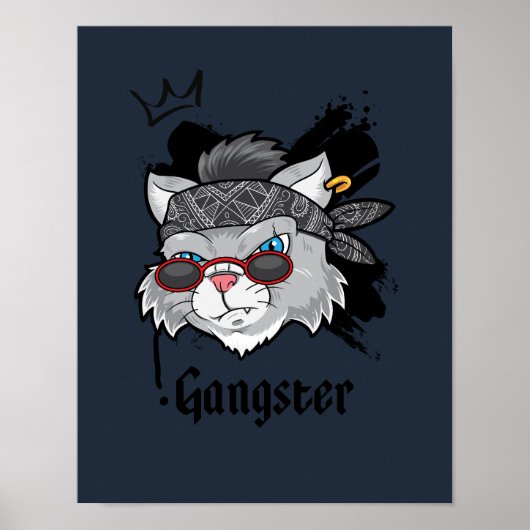 Gangster Cat Street Portrait ポスター (正面)