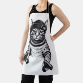 Gangster Cat Tattoo Art | Cool Streetwear Kitty エプロン (インサイチュ)