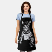 Gangster Cat Tattoo Art | Cool Streetwear Kitty エプロン (着用した状態)