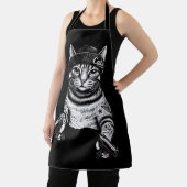 Gangster Cat Tattoo Art | Cool Streetwear Kitty エプロン (インサイチュ)
