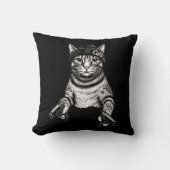 Gangster Cat Tattoo Art | Cool Streetwear Kitty クッション (正面)