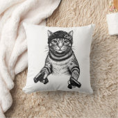 Gangster Cat Tattoo Art | Cool Streetwear Kitty クッション (ブランケット)