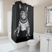 Gangster Cat Tattoo Art | Cool Streetwear Kitty シャワーカーテン (インサイチュ)