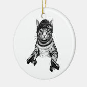 Gangster Cat Tattoo Art | Cool Streetwear Kitty セラミックオーナメント (左)