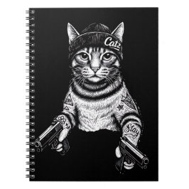 Gangster Cat Tattoo Art | Cool Streetwear Kitty ノートブック