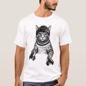Gangster Cat Tattoo Art | Cool Streetwear Kitty Tシャツ (正面)