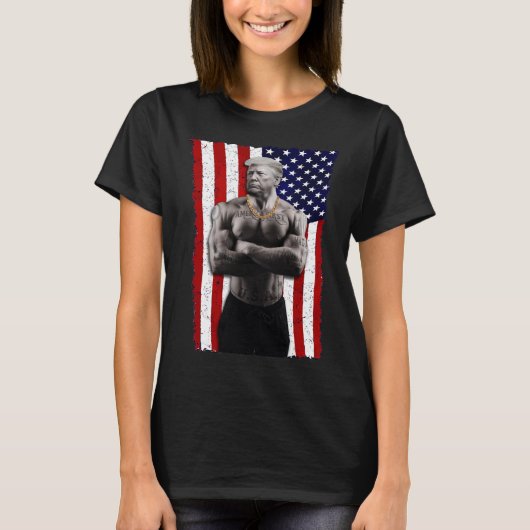 Gangster Pro Donald Trump Tattoo Republican Americ Tシャツ (正面)