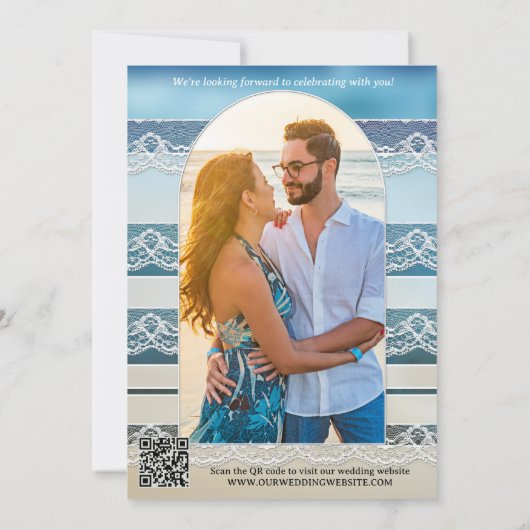 GannetビーチQRコード写真Save the Date Card セーブザデート (裏面)