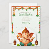 Ganpati darshan招待Ganesh poojaカード 招待状 (正面/裏面)