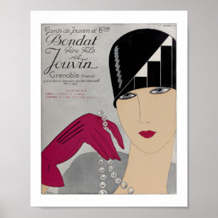 🧤 Gants Jouvin, 1920sヴィンテージグローブフランスの広告 ポスター