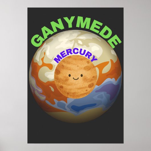 Ganymede vs Mercury Poster | Space Size Comparison ポスター (正面)
