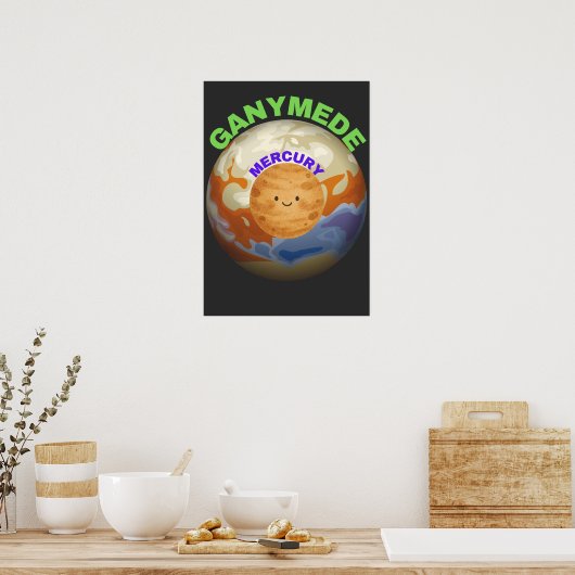 Ganymede vs Mercury Poster | Space Size Comparison ポスター (キッチン)