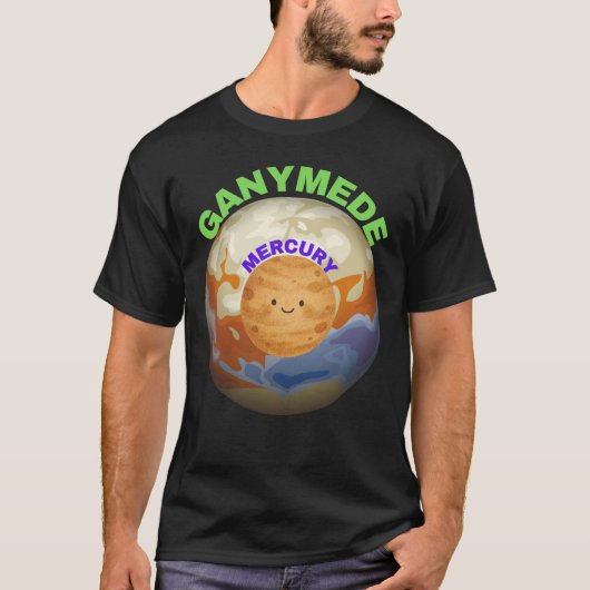 Ganymede vs Mercury Size Comparison | Funny Space Tシャツ (正面)