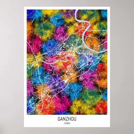 Ganzhou China City Map ポスター (正面)