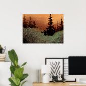 "Gap #1"風景樹の松の日没フィールド ポスター (ホームオフィス)