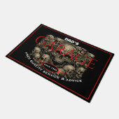 Garage Any Name Always Open Skulls Black Red ドアマット (アングル)